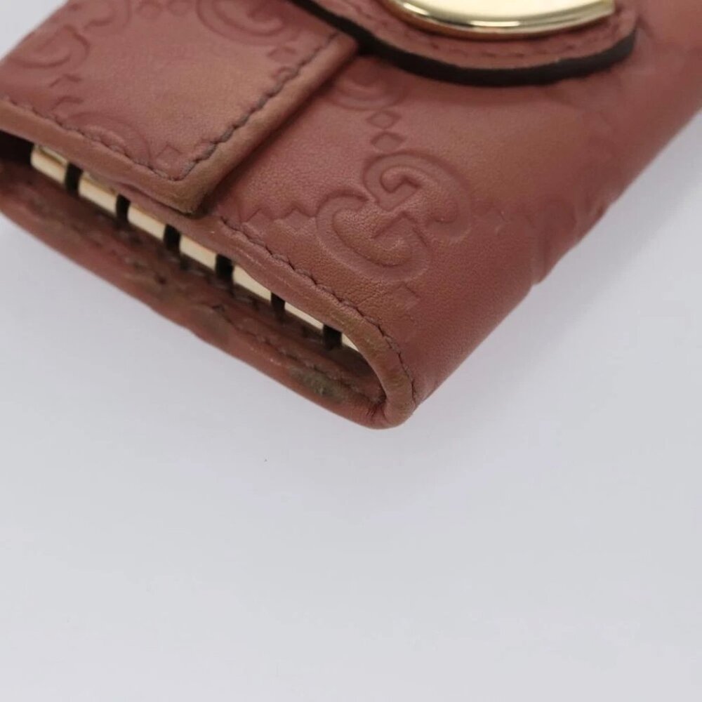 GUCCI GG Canvas Guccissima Key Case Leather Pink 203551 Auth am7751 - Picture 9 of 14